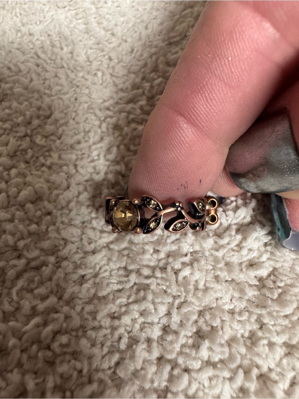 Paparazzi Gold-Tone Leaf Ring with Honey Gem